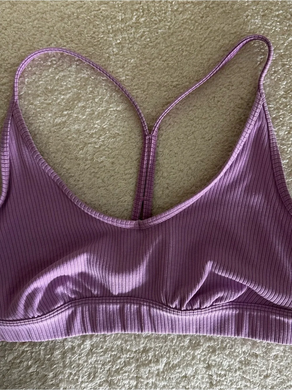 ALO YOGA Ribbed Blissful Bra - Pink Lavender